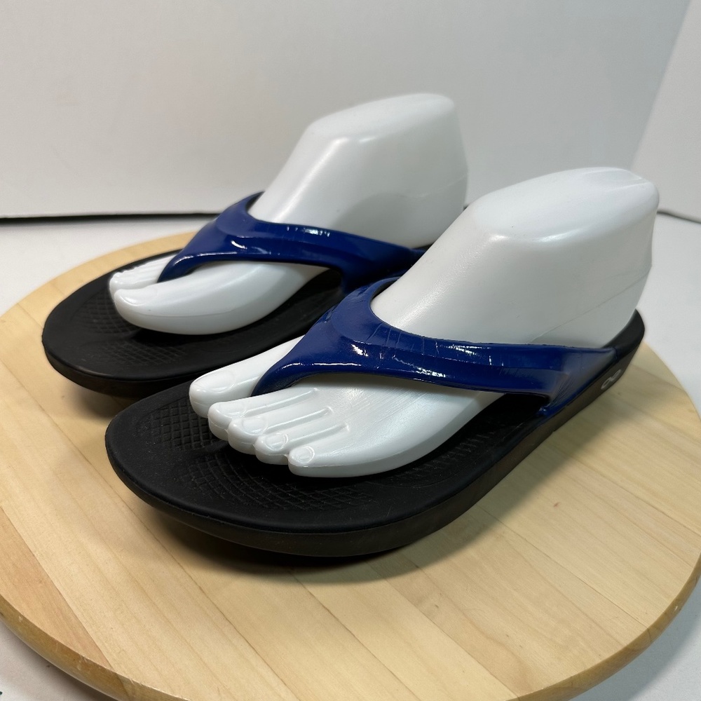 OOFOS Flip Flop Thong Recovery Comfort Sandal Shoes Size EU41 US W 10 Blue Black